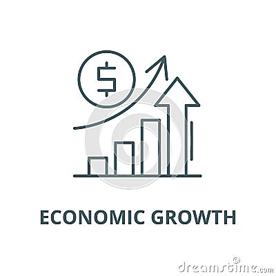 Economic growth line icon, vector. Economic growth outline sign, concept symbol, flat illustration Vector Illustration