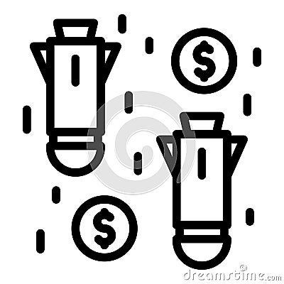 Economic money rockets icon, outline style Vector Illustration