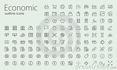 Economic and social outline iconset Vector Illustration
