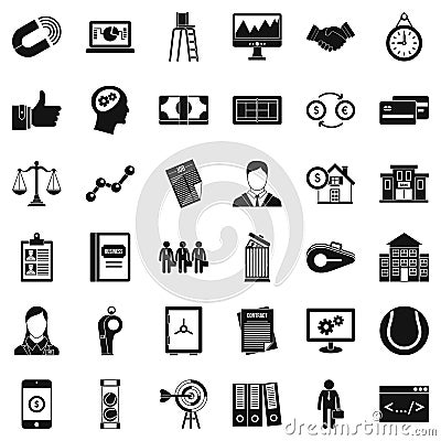 Economic partnership icons set, simple style Vector Illustration