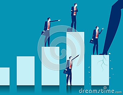 The economic pressures of the giants. Breaking Down histogram concept Vector Illustration