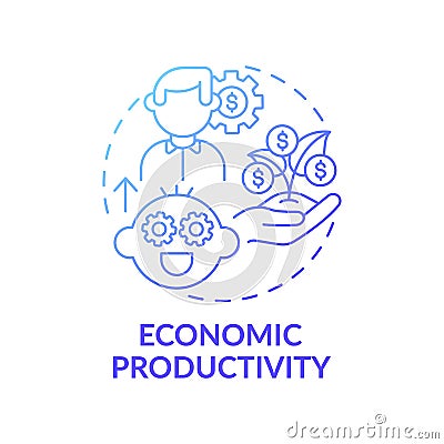 Economic productivity blue gradient concept icon Vector Illustration