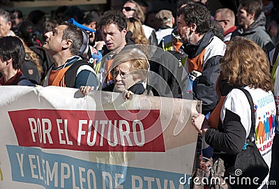 Economic protest in Madrid, Spain Editorial Stock Photo
