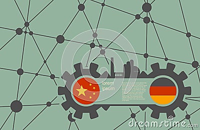 Economic relations between China and Germany. Vector Illustration