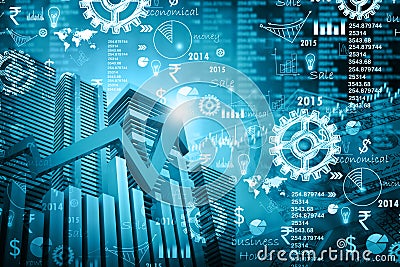 Economical stock market graph Cartoon Illustration