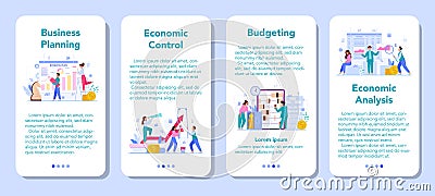 Economics and finance mobile application banner set. Business Vector Illustration