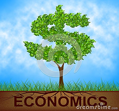 Economics Tree Indicates American Dollars And Branch Stock Photo