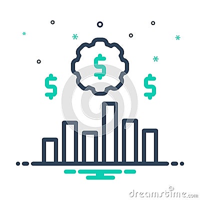 Mix icon for Economies, growth and chart Vector Illustration