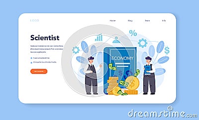 Economist web banner or landing page. Professional scientist Vector Illustration
