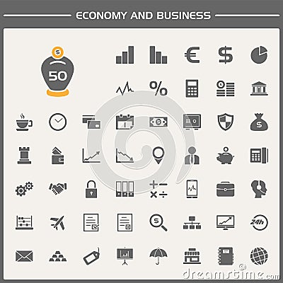 Economy and business icons set Stock Photo