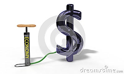 Economy dollar concept on white, 3d Stock Photo