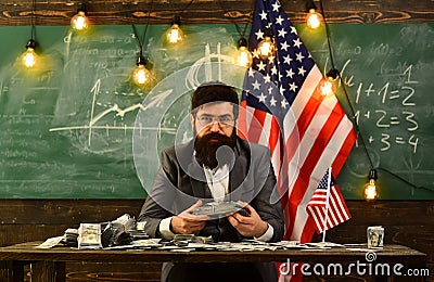 Economy and finance. Patriotism and freedom. Independence day of usa. American education reform at school in july 4 Stock Photo