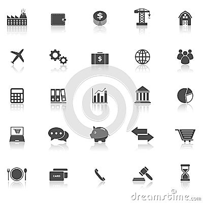 Economy icons with reflect on white background Vector Illustration