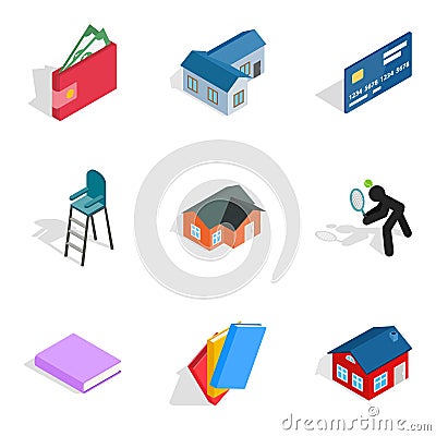 Economy icons set, isometric style Vector Illustration