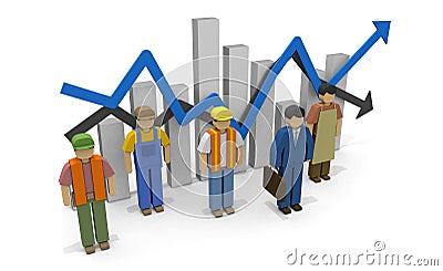 Working people Employment statistics Labor force 3D illustration Stock Photo