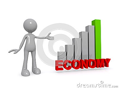 Economy word with graph and man Stock Photo