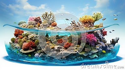 ecosystem coral atoll Cartoon Illustration