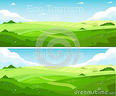 Ecotourism and countryside vacation Vector Illustration