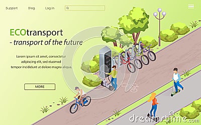 Ecotransport Transport of the Future, Cartoon. Vector Illustration