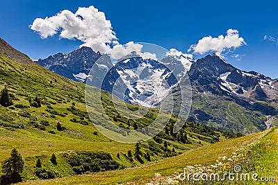 Ecrins National Parc Glaciers in Summer. La Meije, Alps, France Stock Photo