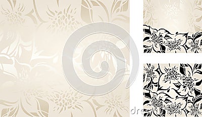 Ecru floral decorative holiday background set Vector Illustration