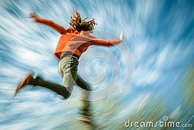 Ecstatic Leap Stock Photo