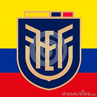 Ecuador football federation logo with national flag Vector Illustration