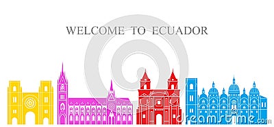 Ecuador set. Isolated Ecuador architecture on white background Vector Illustration