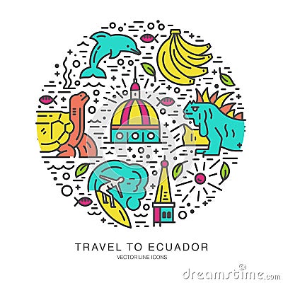 Ecuador Symbols Circle Vector Illustration