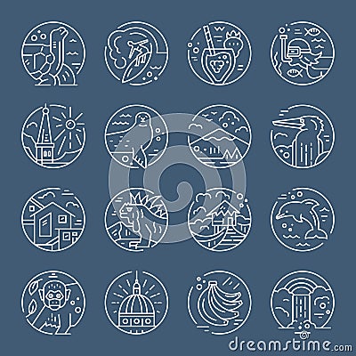 Ecuador symbols icons Vector Illustration