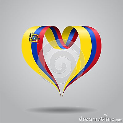 Ecuadorian flag heart-shaped ribbon. Vector illustration. Vector Illustration