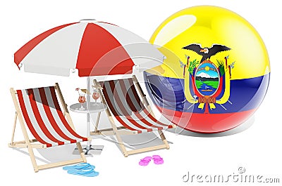 Ecuadorian Resorts, Ecuador Vacation, Tours, Travel Packages concept. 3D rendering Stock Photo