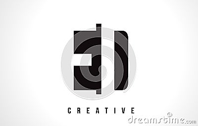 ED E D White Letter Logo Design with Black Square. Vector Illustration