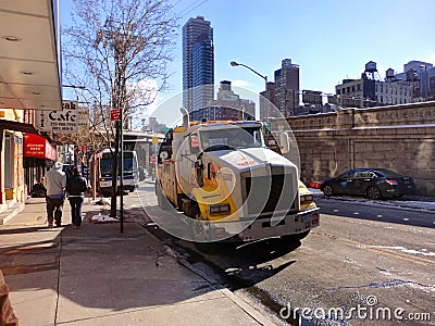 Ed Koch Queensboro Bridge in New York City during winter daytime against blue sky Editorial Stock Photo