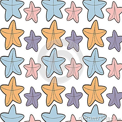 Ed starfish beach seamless pattern design Vector Illustration