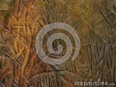 Pictorial writings of stone age man, Edakkal Caves Stock Photo