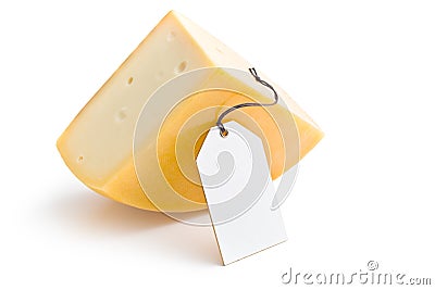 Edam cheese with label Stock Photo