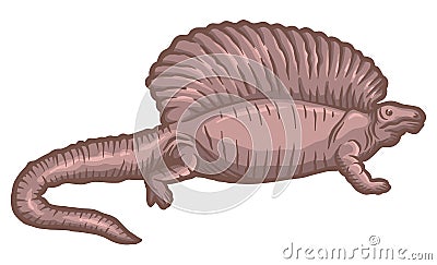 Edaphosaurus dinosaur - hand drawn vector illustration Cartoon Illustration