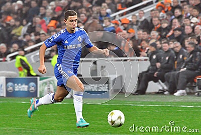 Eden Hazard runs across the field chasing the ball Editorial Stock Photo