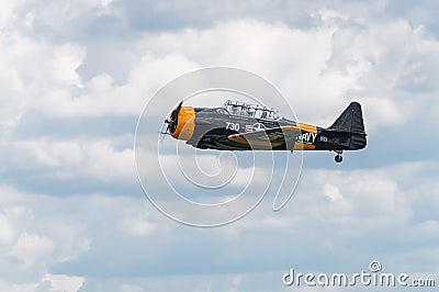 AT-6 Texan Flies By Gear Up Editorial Stock Photo