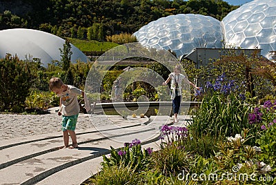 Eden Project Biomes with children Editorial Stock Photo