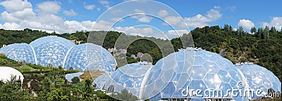 Eden Project biomes panorama in St. Austell Cornwall Stock Photo