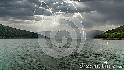 Edersee with Thunderstorms Stock Photo