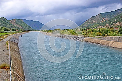 EDF canal from Serre Poncon lake Stock Photo