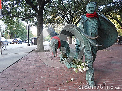 Edgar Allan Poe Statue Boylston and Charles Street, Boston, MA, USA Stock Photo