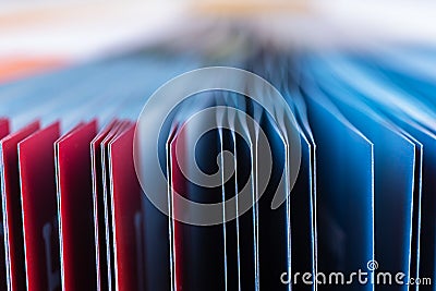 Edge of colorful open book pages Stock Photo