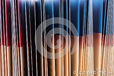 Edge of colorful open book pages Stock Photo