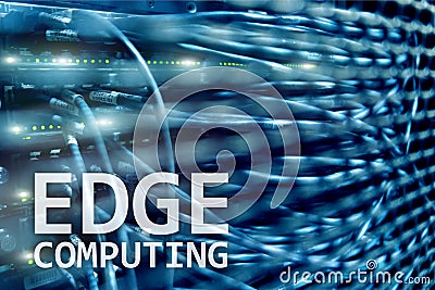EDGE computing, internet and modern technology concept on modern server room background Stock Photo