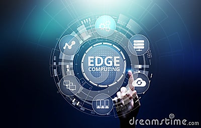 Edge computing modern IT technology on virtual screen concept Stock Photo