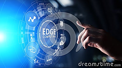 Edge computing modern IT technology on virtual screen concept. Stock Photo